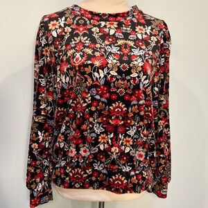 LOFT super soft colorful fall and holiday print sweater top Size M